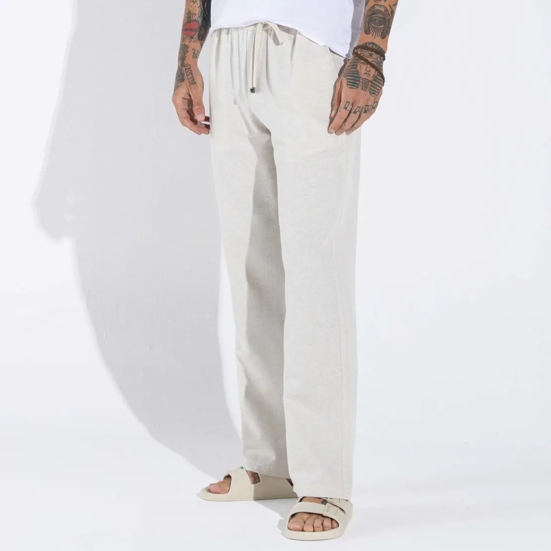 Calças E Bermudas>Basico.com Calça Algodão Eco Masculina - Bege Areia