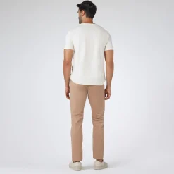 Calças E Bermudas>Basico.com Calça Chino Sarja Masculina - Bege Claro