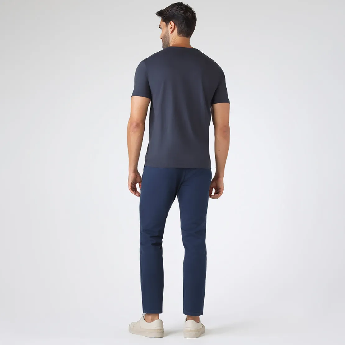 Calças E Bermudas>Basico.com Calça Chino Sarja Masculina - Azul Marinho