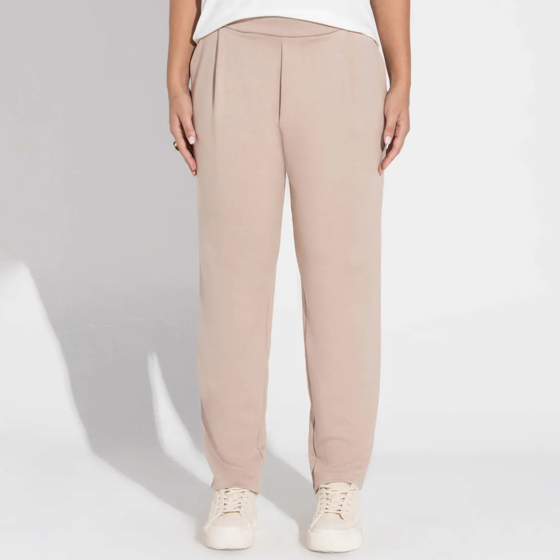 Calças | Calças>Basico.com Calça Dense Viscose Alfaiataria Feminina - Bege Amêndoa