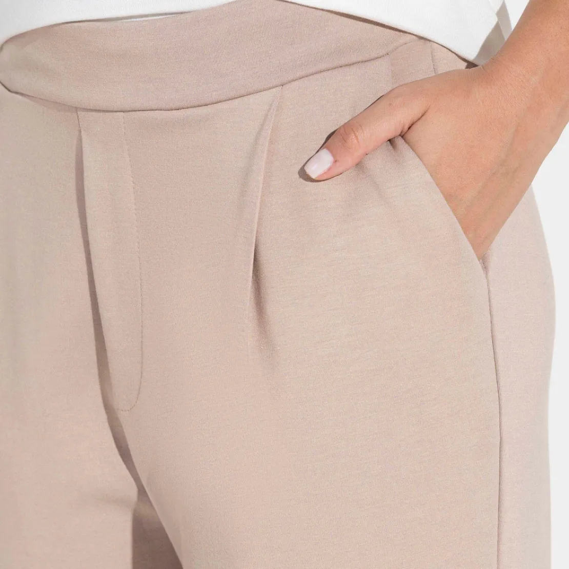 Calças | Calças>Basico.com Calça Dense Viscose Alfaiataria Feminina - Bege Amêndoa