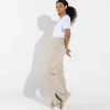 Calças | Calças>Basico.com Calça Fenda Lateral Feminina - Bege Aveia