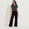 Calças | Feminino>Basico.com Calça Fenda Lateral Feminina - Preto