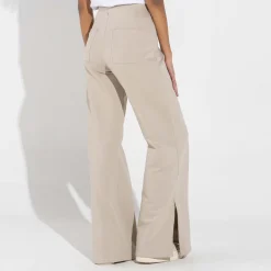 Calças | Calças>Basico.com Calça Fenda Lateral Feminina - Bege Aveia