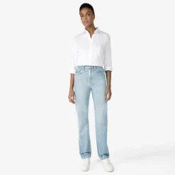 Calças | Jeans>Basico.com Calça Jeans Reta Feminina - Azul Jeans Claro