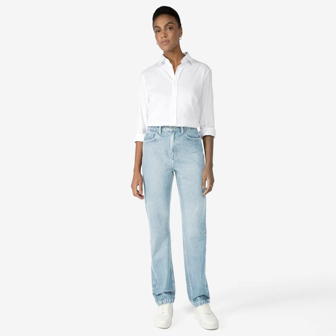 Calças | Jeans>Basico.com Calça Jeans Reta Feminina - Azul Jeans Claro