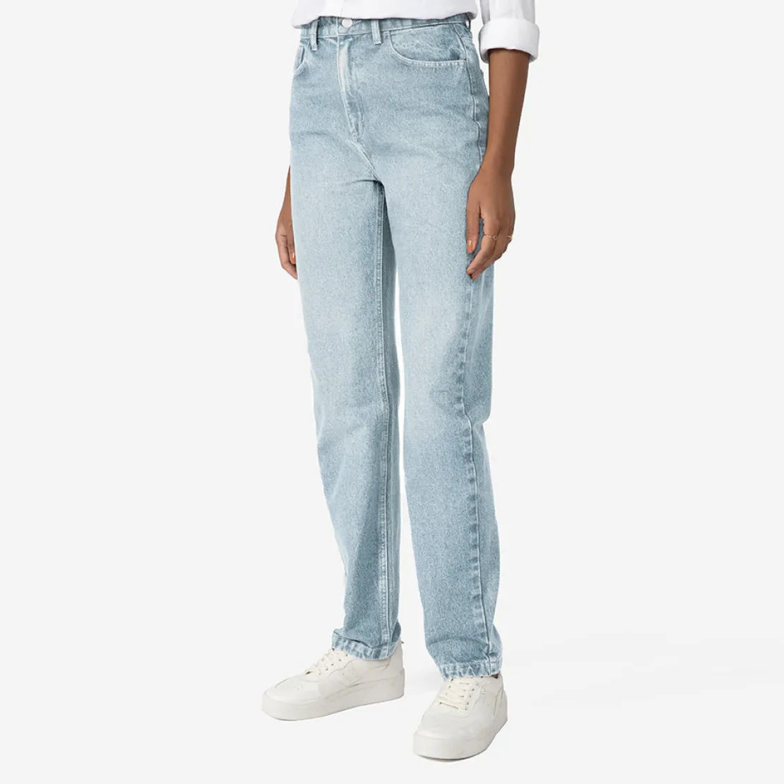 Calças | Jeans>Basico.com Calça Jeans Reta Feminina - Azul Jeans Claro