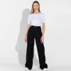 Calças | Jeans>Basico.com Calça Jeans Wide Feminina - Preto