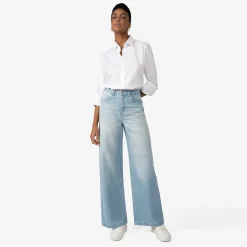 Calças | Jeans>Basico.com Calça Jeans Wide Feminina - Azul Claro