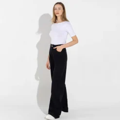 Calças | Jeans>Basico.com Calça Jeans Wide Feminina - Preto