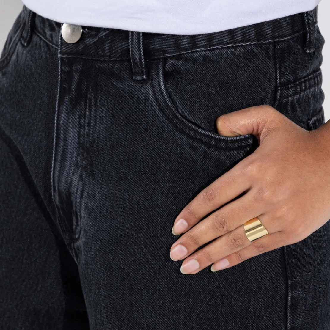 Calças | Jeans>Basico.com Calça Jeans Wide Feminina - Preto Estonado