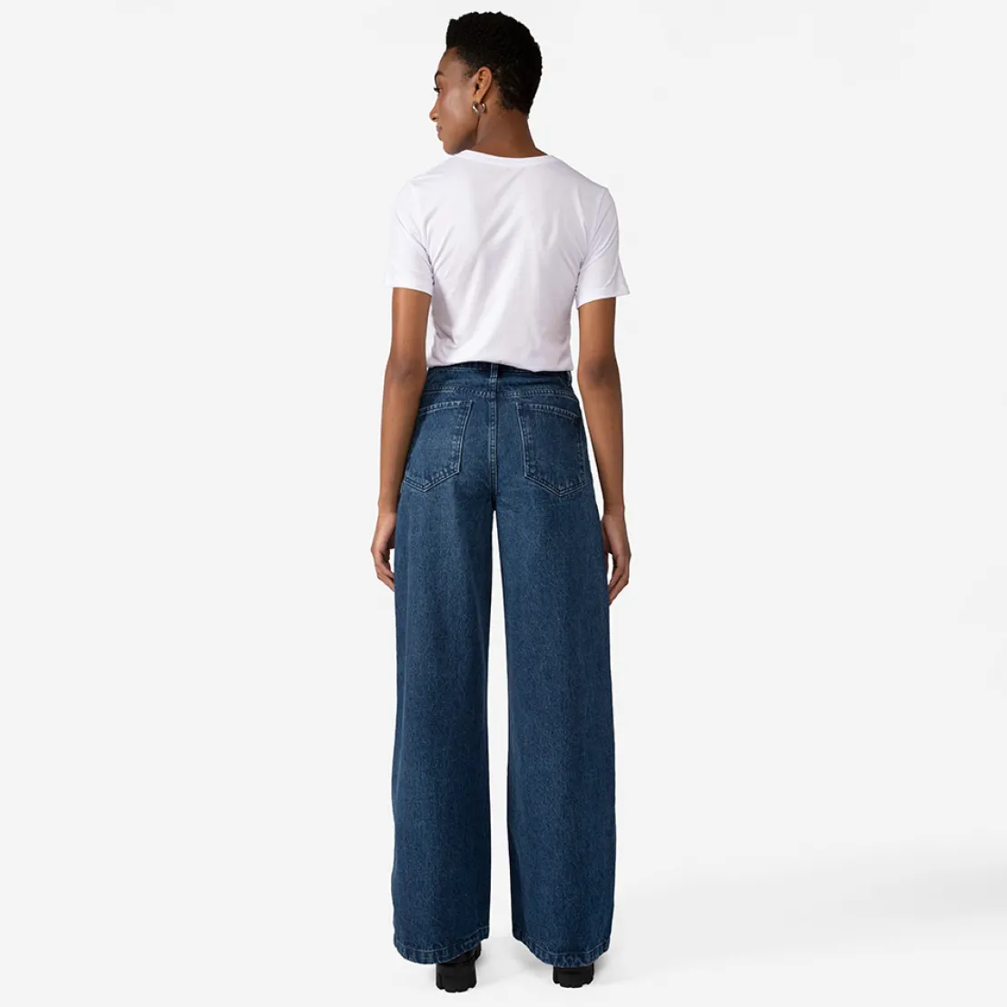 Calças | Jeans>Basico.com Calça Jeans Wide Feminina - Azul Jeans Médio