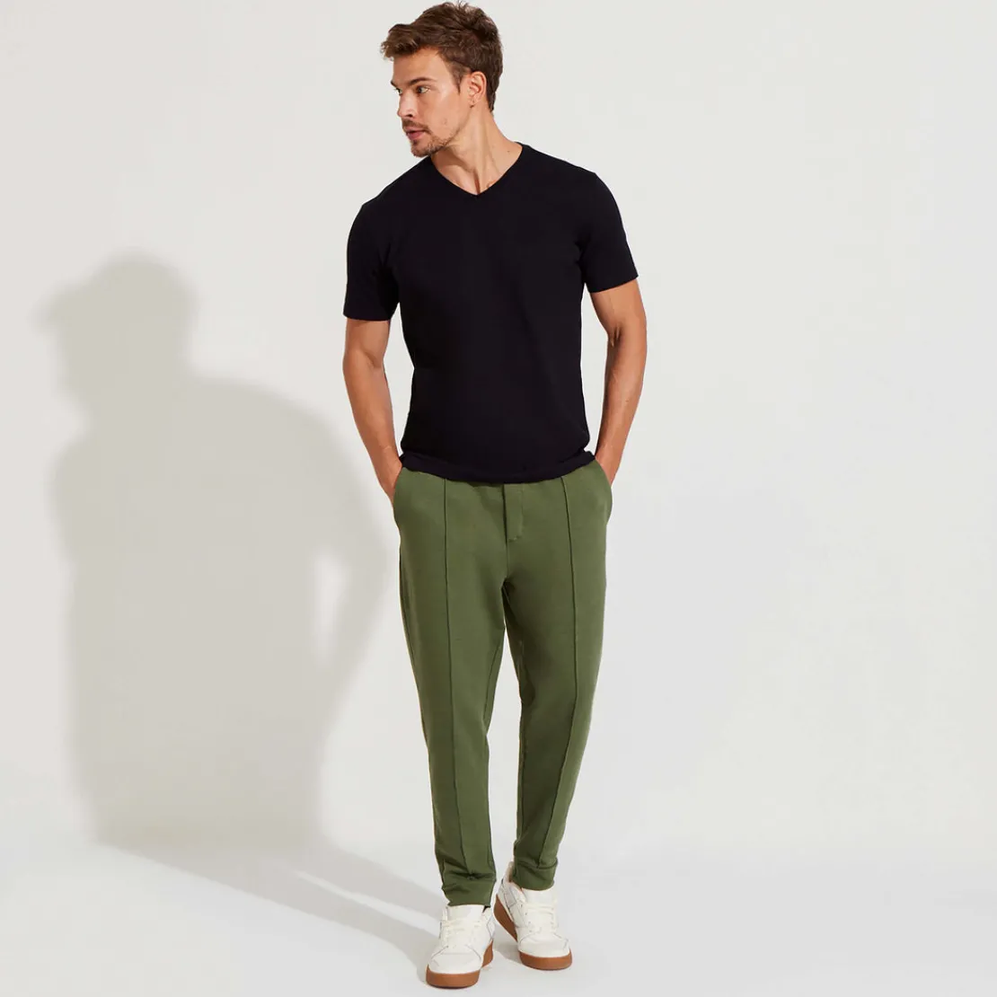 Calças | Linho>Basico.com Calça Jogger Moletinho Strech Linho Unissex - Verde Figo