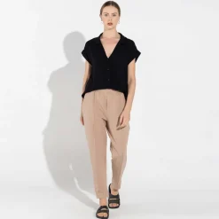 Calças | Linho>Basico.com Calça Jogger Moletinho Strech Linho Unissex - Bege Amêndoa