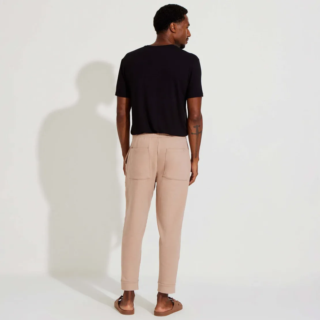 Calças | Linho>Basico.com Calça Jogger Moletinho Strech Linho Unissex - Bege Amêndoa