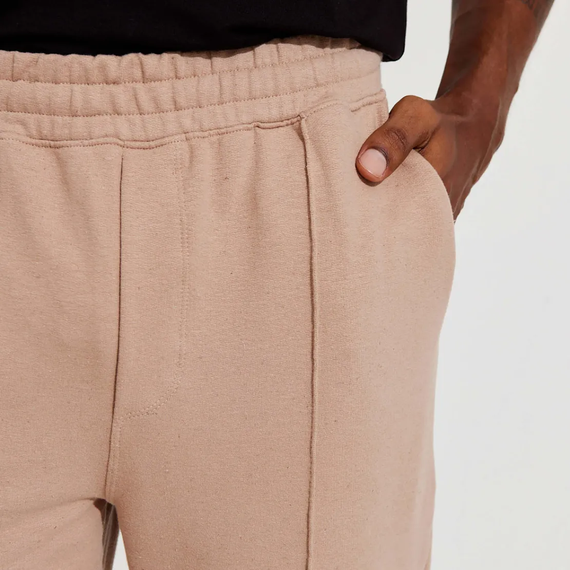 Calças | Linho>Basico.com Calça Jogger Moletinho Strech Linho Unissex - Bege Amêndoa