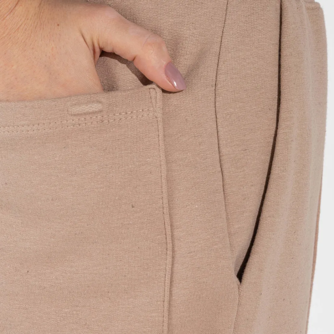 Calças | Linho>Basico.com Calça Jogger Moletinho Strech Linho Unissex - Bege Amêndoa