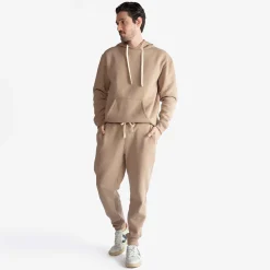 Calças | Moletons>Basico.com Calça Jogger Moletom Flanelado - Bege Camel