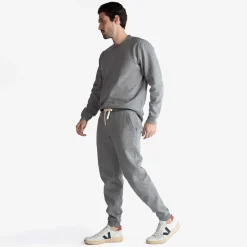 Calças | Moletons>Basico.com Calça Jogger Moletom Flanelado - Mescla Escuro