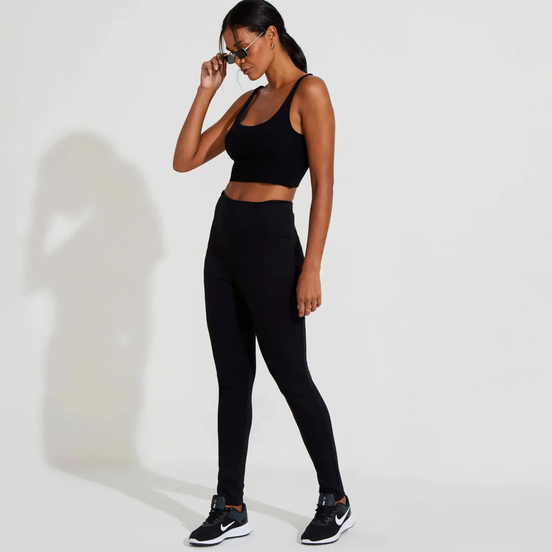 Calças>Basico.com Calça Legging Malha Estruturada Feminina - Preto
