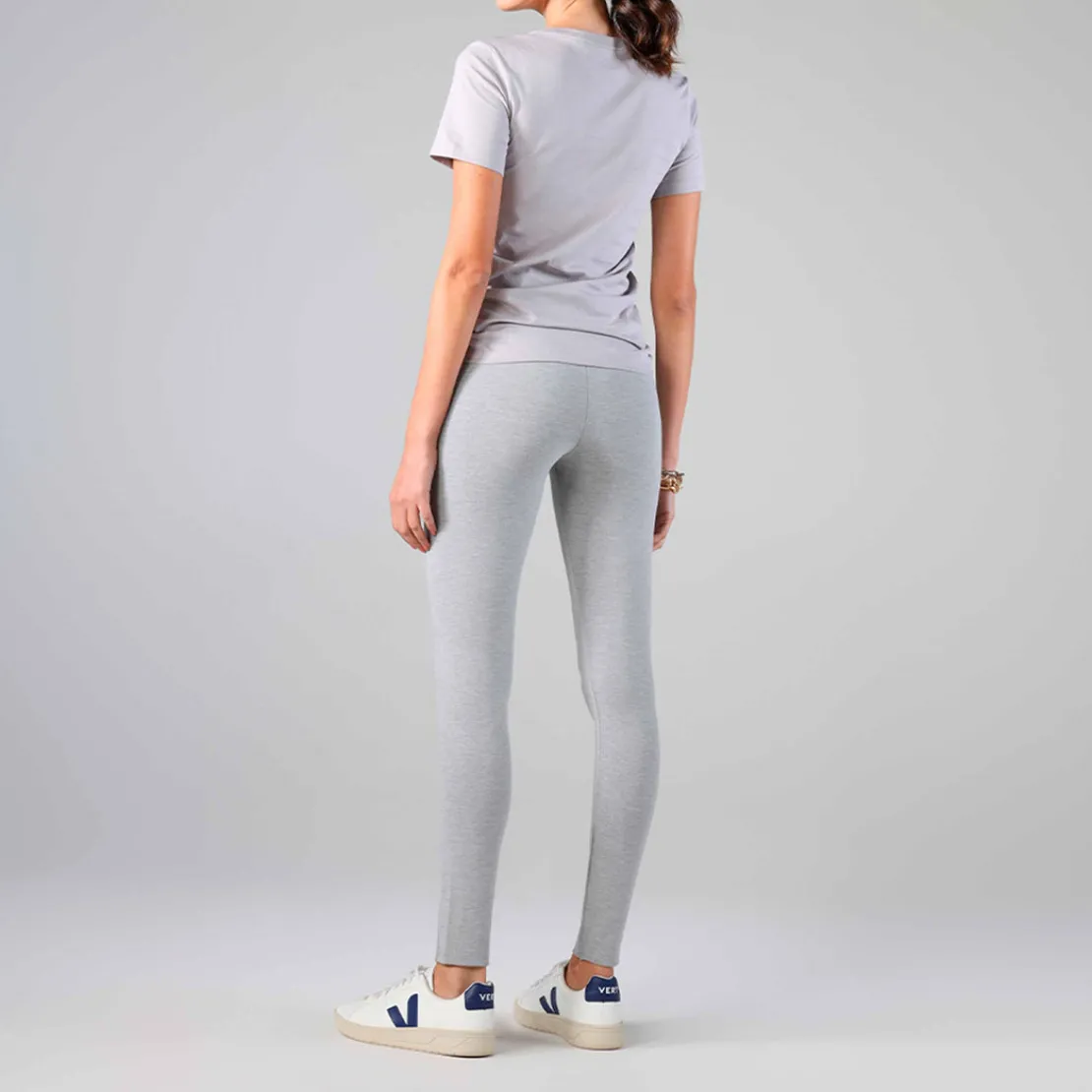 Calças>Basico.com Calça Legging Malha Estruturada - Mescla Claro