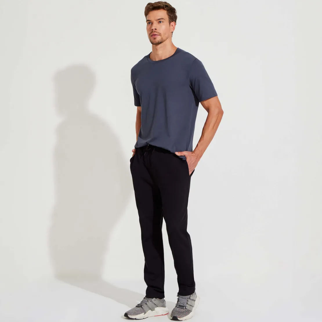 Calças E Bermudas | Masculino>Basico.com Calça Reta Amarração Masculina - Preto