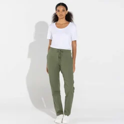 Calças | Linho>Basico.com Calça Reta Linho - Verde Militar