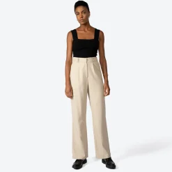 Calças | Linho>Basico.com Calça Reta Linho com Viscose Feminina - Bege