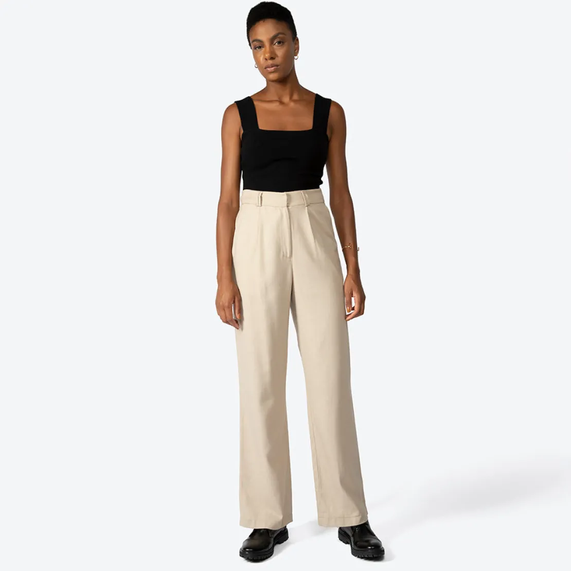 Calças | Linho>Basico.com Calça Reta Linho com Viscose Feminina - Bege