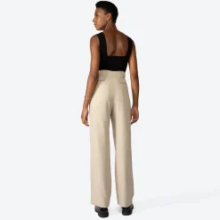 Calças | Linho>Basico.com Calça Reta Linho com Viscose Feminina - Bege