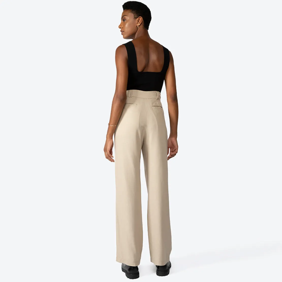 Calças | Linho>Basico.com Calça Reta Linho com Viscose Feminina - Bege