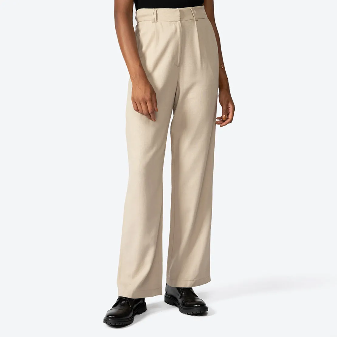 Calças | Linho>Basico.com Calça Reta Linho com Viscose Feminina - Bege