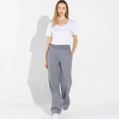 Moletons | Moletons>Basico.com Calça Reta Moletom Flanelado Feminina - Mescla Escuro