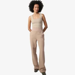 Moletons | Moletons>Basico.com Calça Reta Moletom Flanelado Feminina - Bege Camel