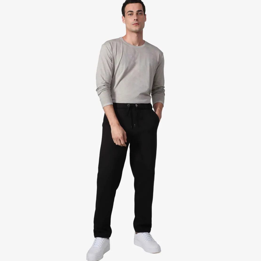Moletons | Moletons>Basico.com Calça Reta Moletom Flanelada Masculina - Preto