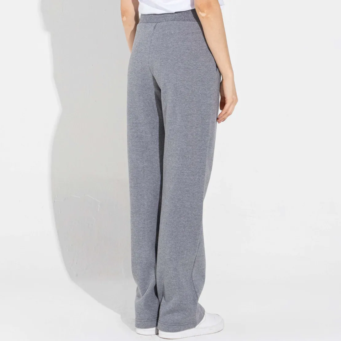 Moletons | Moletons>Basico.com Calça Reta Moletom Flanelado Feminina - Mescla Escuro