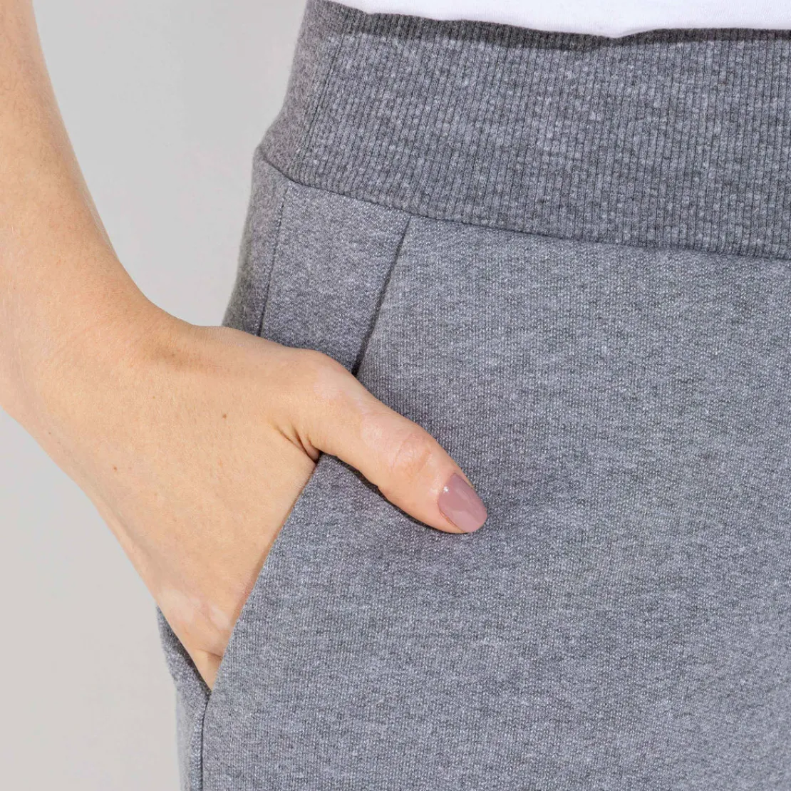 Moletons | Moletons>Basico.com Calça Reta Moletom Flanelado Feminina - Mescla Escuro