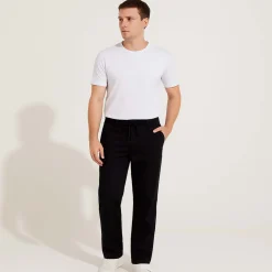 Calças | Calças E Bermudas>Basico.com Calça Sarja Amarração Masculina - Preto