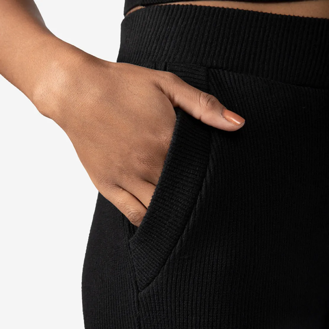 Calças | Tricot>Basico.com Calça Tricot Canelado Feminina - Preto