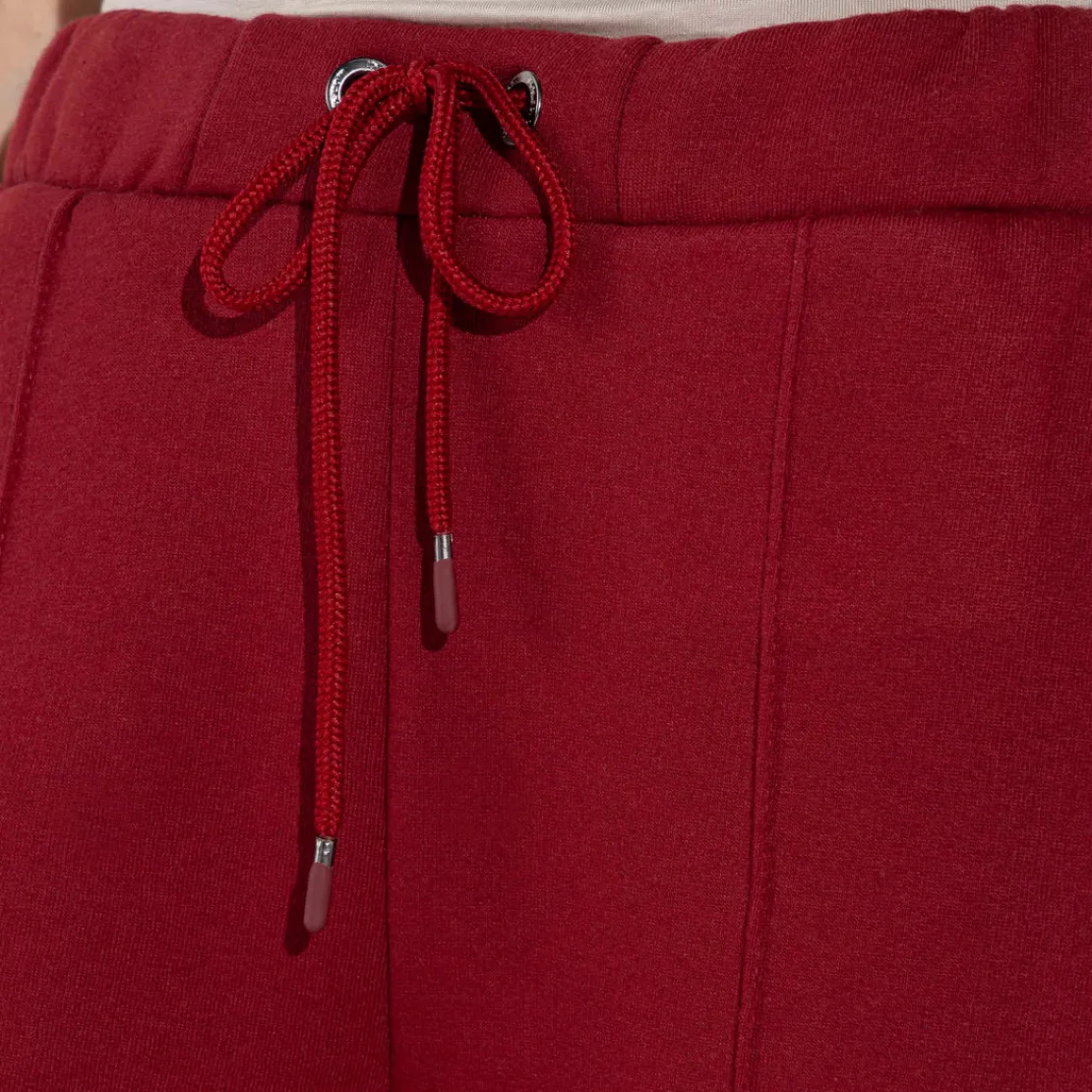Moletons | Moletons>Basico.com Calça Wide Leg Moletom Flanelado Feminina - Vermelho Escarlate