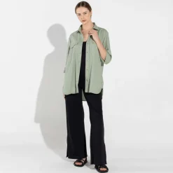 Camisas | Camisas>Basico.com Camisa Algodão Flamê Bolsos - Verde Menta