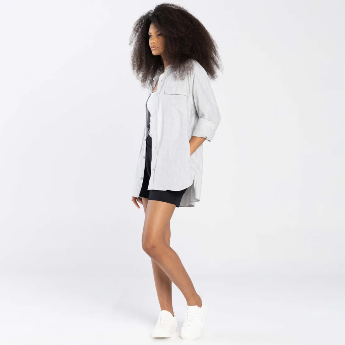 Camisas | Camisas>Basico.com Camisa Algodão Flamê Bolsos - Cinza Claro