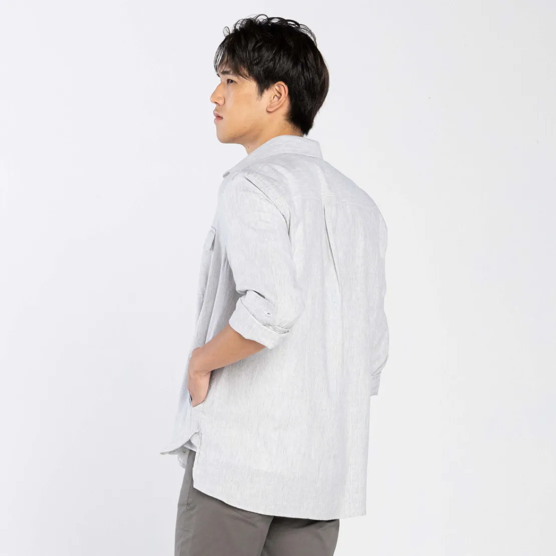 Camisas | Camisas>Basico.com Camisa Algodão Flamê Bolsos - Cinza Claro