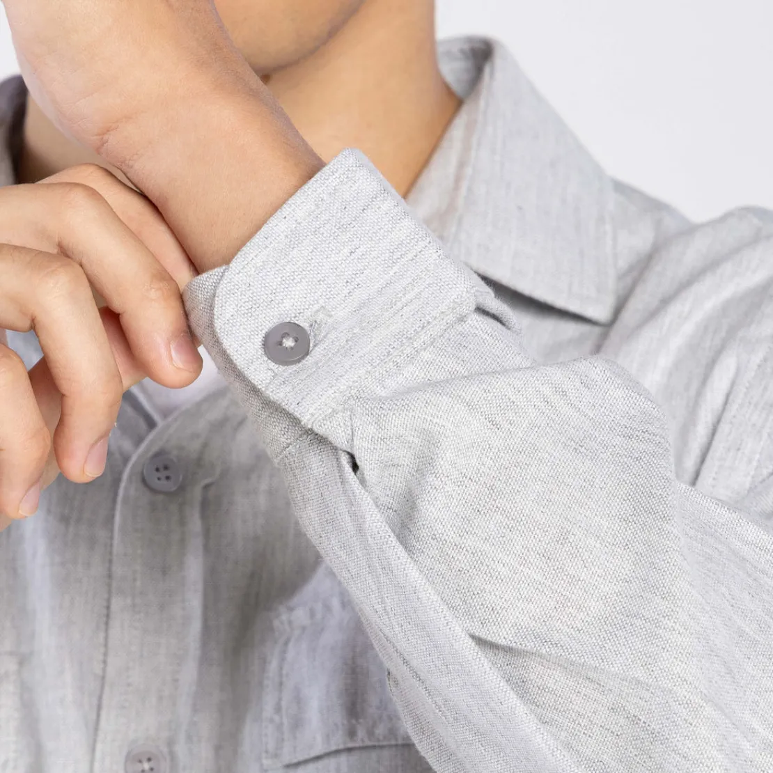 Camisas | Camisas>Basico.com Camisa Algodão Flamê Bolsos - Cinza Claro