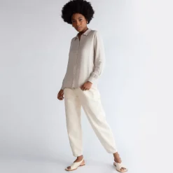 Camisas | Viscose>Basico.com Camisa Ampla Viscose - Bege Claro