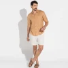 Camisas | Camisas>Basico.com Camisa Linho Manga Longa - Ocre