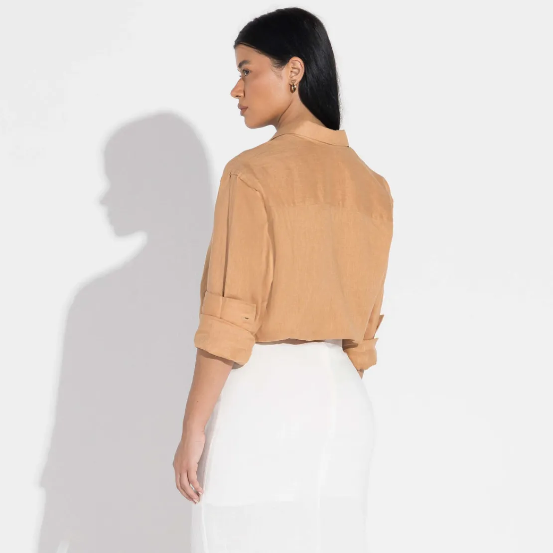 Camisas | Camisas>Basico.com Camisa Linho Manga Longa - Ocre