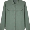 Camisas>Basico.com Camisa Tecido Ecologico Masculina - Verde Escuro