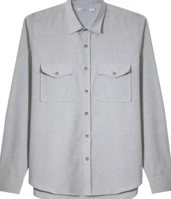 Camisas>Basico.com Camisa Tecido Ecologico Masculina - Cinza
