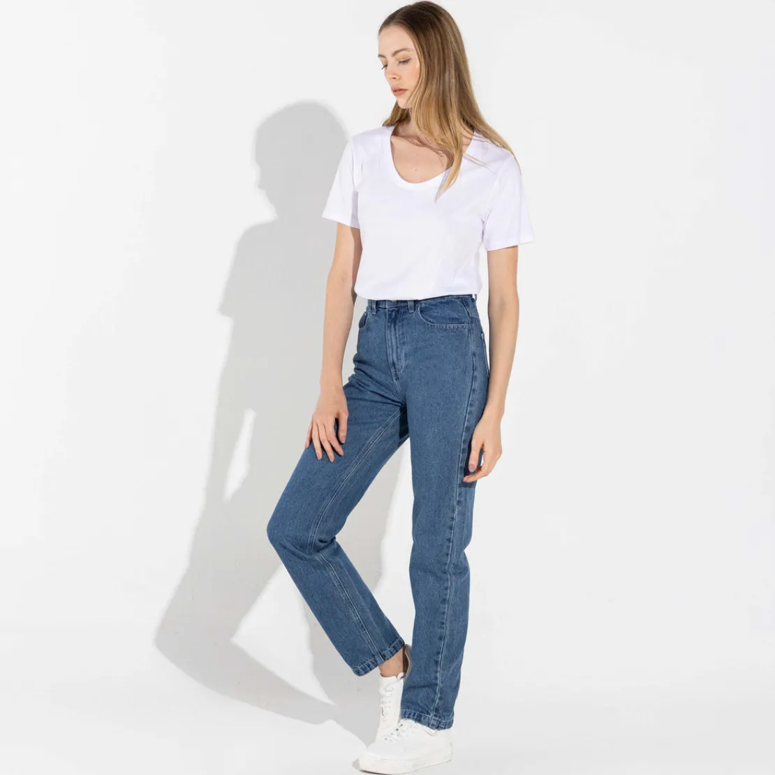 Camisetas>Basico.com Camiseta Algodão Premium Gola U Feminina | Everyday Collection - Branc